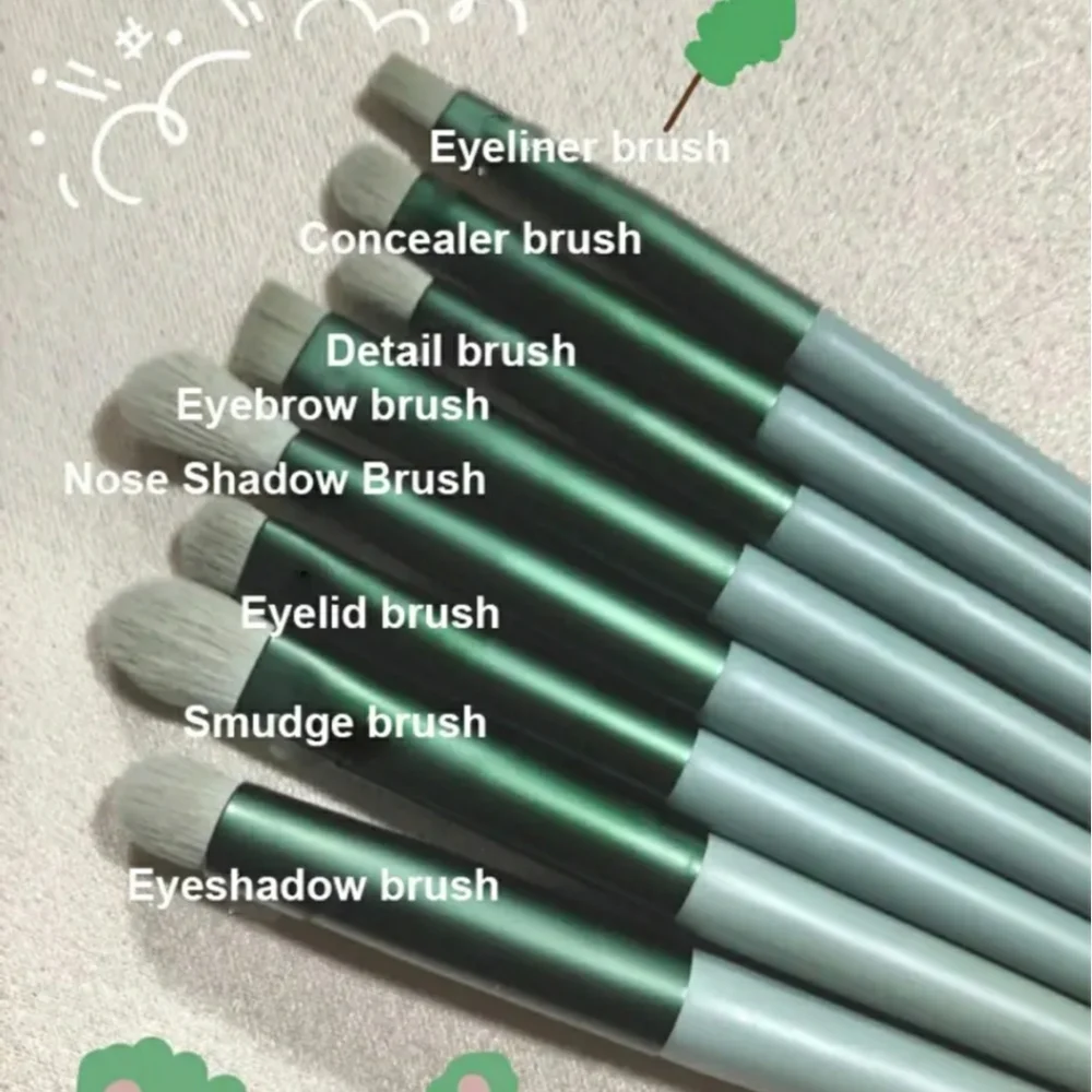 13 PC High-Quality Professional Makeup Brushes, Green, Blue, Brown